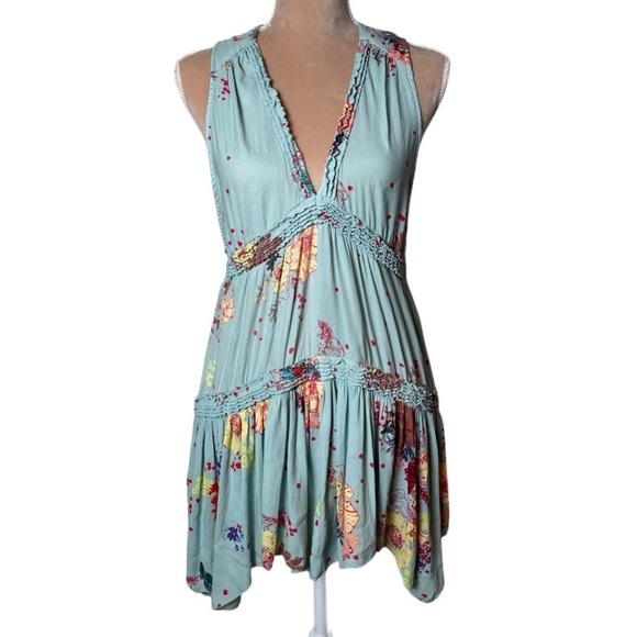 Free People Blue Purple Haze Boho Tunic Tank Top S - Picture 2 of 6